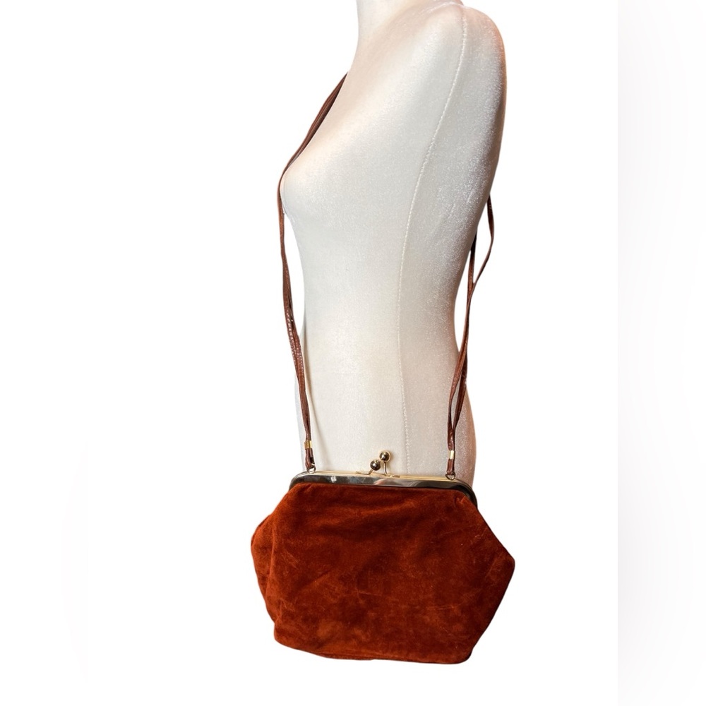 Kisslock purse Daniela sweet rust orange Italian crossbody clutch bag - Picture 5 of 16